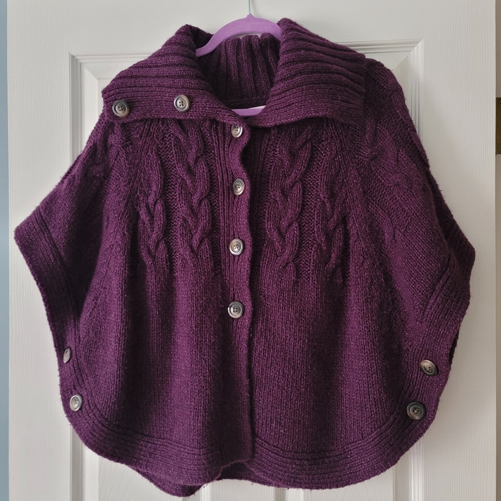 Old Navy Purple Knit Wool Shawl/Sweater